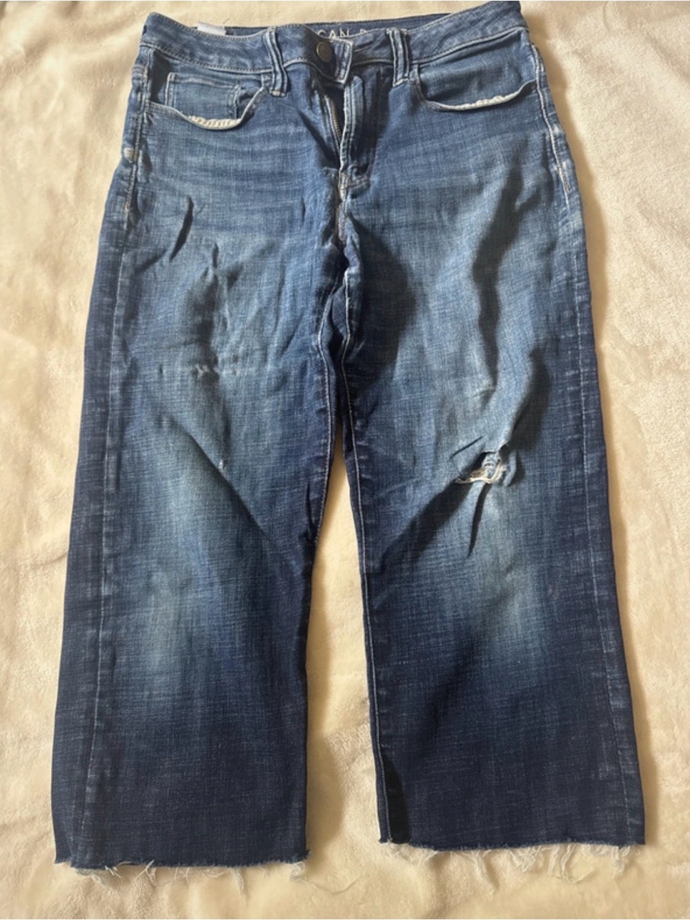 American Eagle Outfitters Relaxed Dark Blue Distressed Jeans